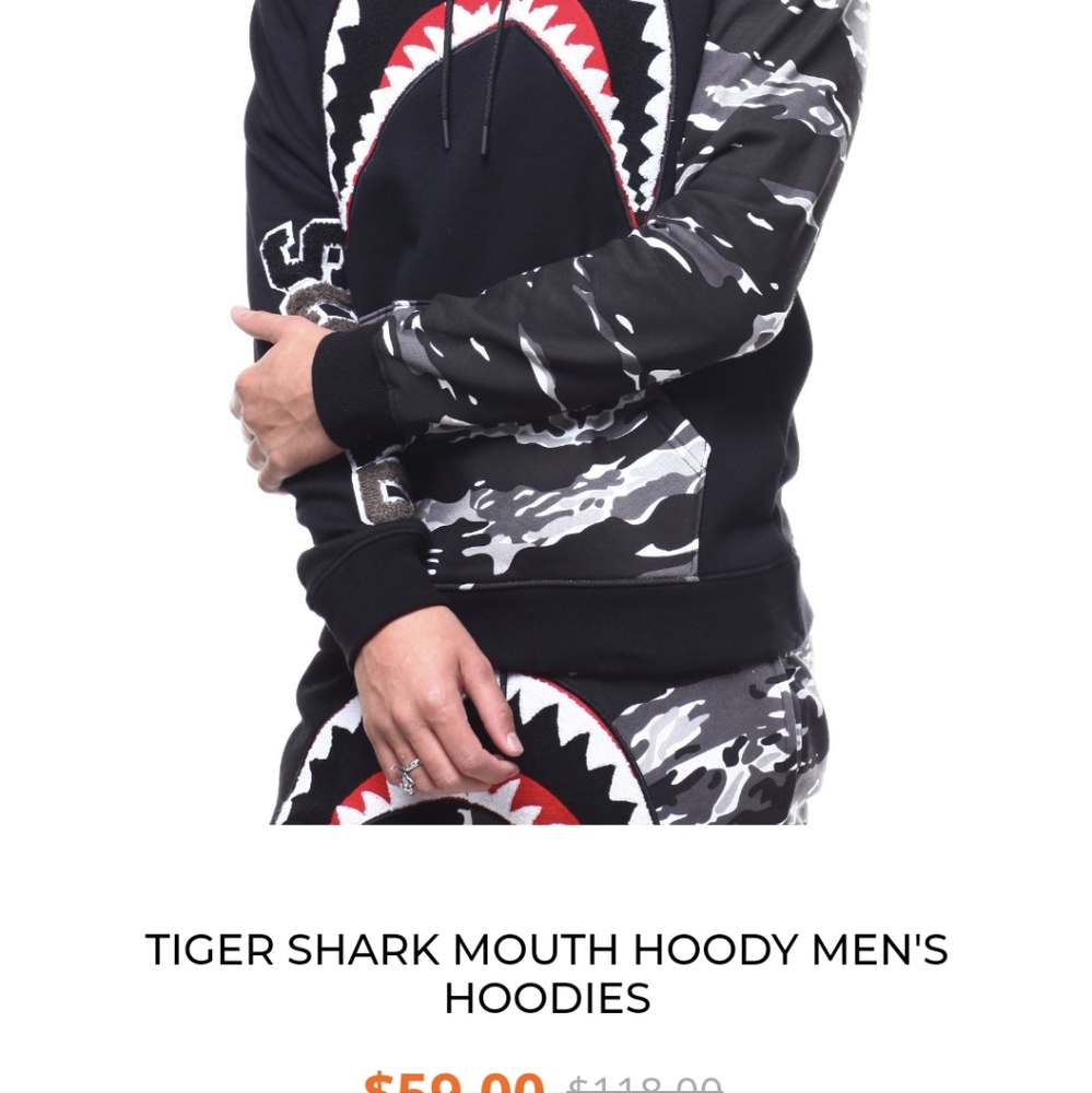 Hudson Outerwear TIGER SHARK MOUTH HOODY MEN'S HOODIE - Picture 6 of 6